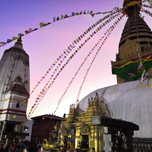 Evening View of Stupa: A Tranquil Moment at Dusk